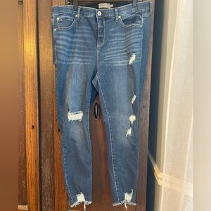 Torrid Distressed Dark Blue Skinny Jeans